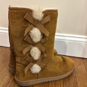 UGG Tan Winter Boots with Bow Detail